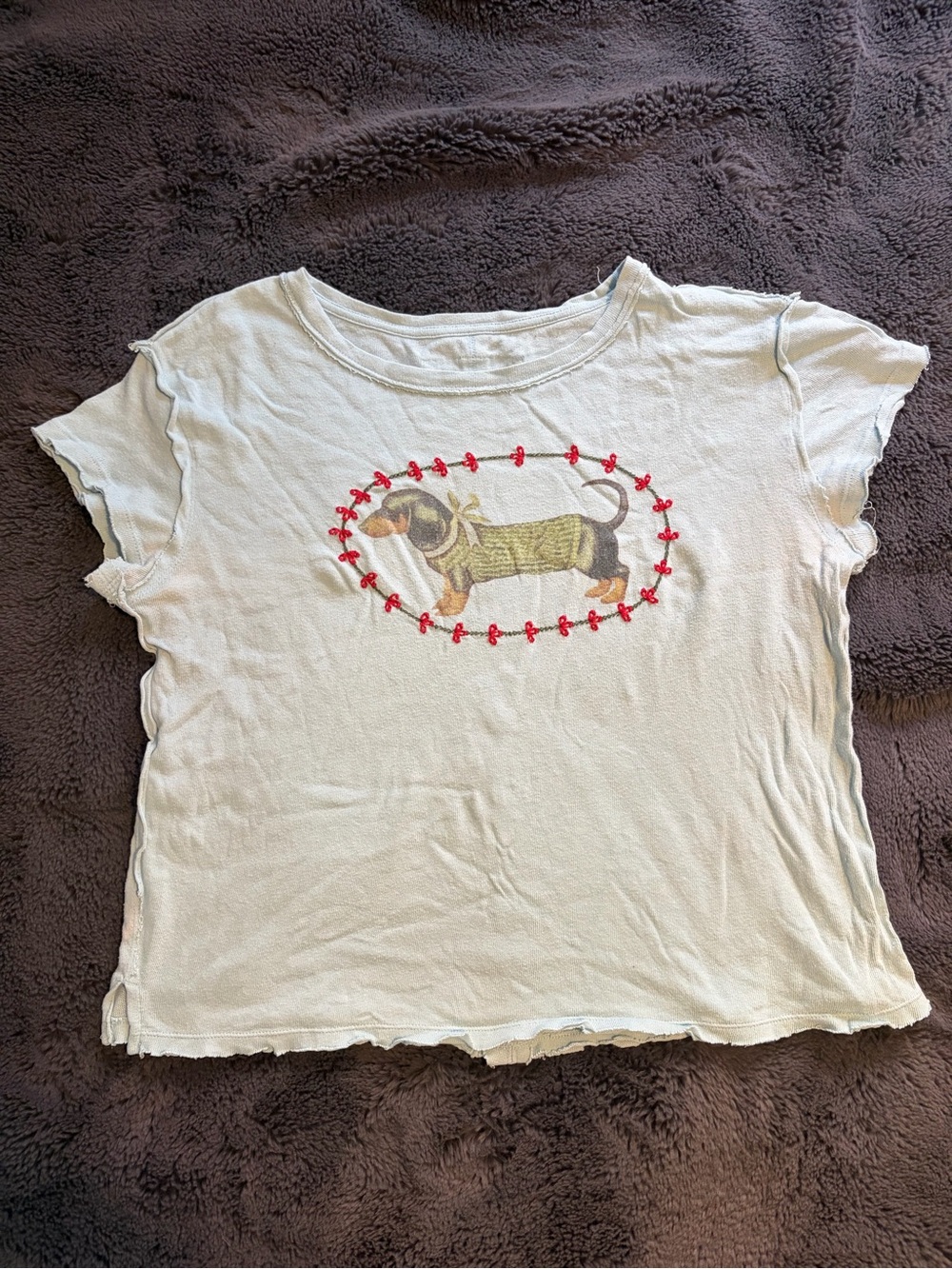 We The Free Fur Friend Dachshund baby blue tee